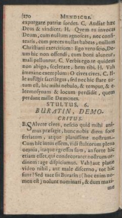 Stultus. 6. Buratin, Democritus