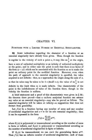 Chapter VI. Functions with a limited Number of essential singularities.