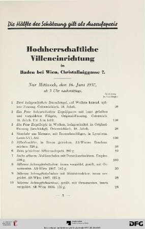Hochherrschaftliche Villeneinrichtung (Nr. 1-231)
