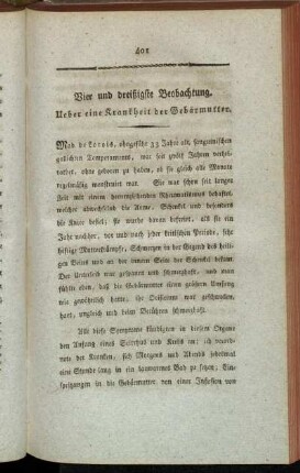 Vier und dreißigste Beobachtung. Ueber eine Krankheit der Gebärmutter.