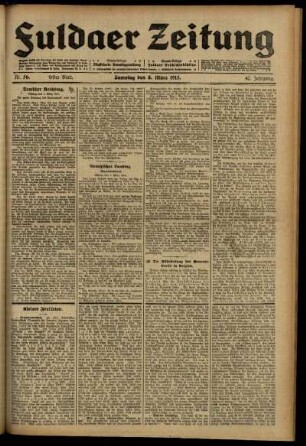 Erste Ausgabe vom Samstag, den 08. März 1913.