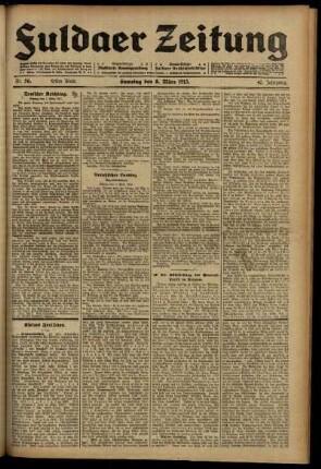 Erste Ausgabe vom Samstag, den 08. März 1913.