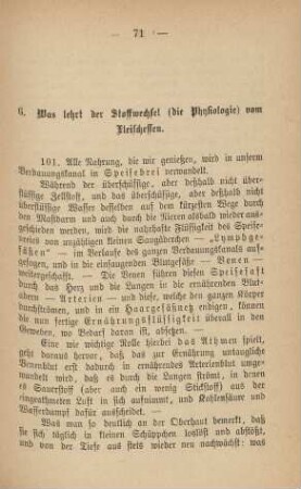 6. Was lehrt der Stoffwechsel (die Physiologie) vom Fleischessen
