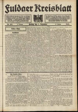 Erste Ausgabe vom Freitag, den 05. Dezember 1913.
