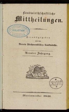 9: Landwirthschaftliche Mittheilungen : Organ d. Hauptvereins Westpreußischer Landwirthe