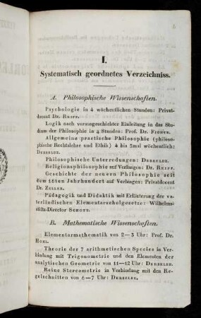 3-13, I. Systematisch geordnetes Verzeichniss