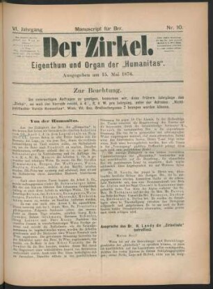 Nr. 10. Ausgegeben am 15. Mai 1876.