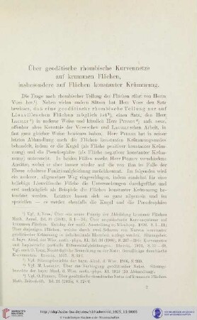 Über geodätische rhombische Kurvennetze auf krummen Flächen, insbesondere auf Flächen konstanter Krümmung