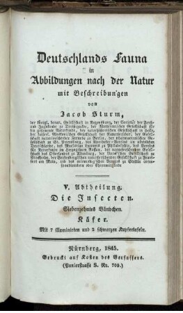 Abth. 5, Bdch. 17: Deutschlands Fauna in Abbildungen nach der Natur mit Beschreibungen. Abth. 5. Deutschlands Insecten. Bdch. 17