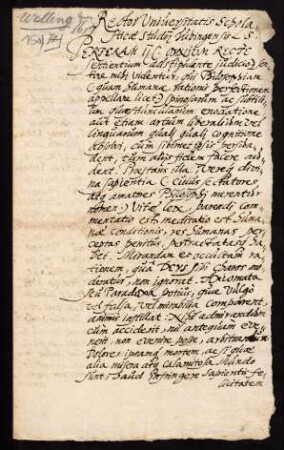 Todesanzeige der Agnes, Ehefrau des Lic. iur utr. Christopherus Welling(ius), Dicasterii Advocatus, Tochter des Nürtinger Ratsherrn David Gilg(ius) und der Margrita Hulderlina.