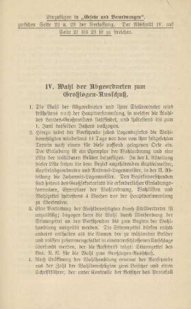 Wahl der Abgeordneten zum Großlogen-Ausschuß