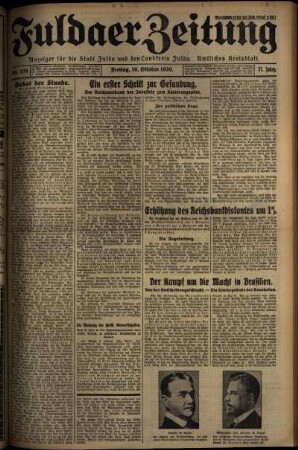 Erste Ausgabe vom Freitag, den 10. Oktober 1930.