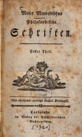 Moses Mendelssohns philosophische Schriften, 1