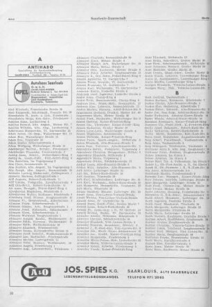 Alphabetisches Einwohnerverzeichnis der Stadt Saarlouis