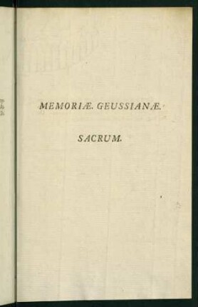 Memoriae Geussianae Sacrum.