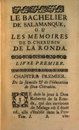 Le Bachelier De Salamanque, Ou Les Memoires De D. Cherubin De La Ronda : Tirés D'Un Manuscrit Espagnol, 1