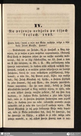 IV. Na prjenju nedżelu po tsjoch kralach. 1827