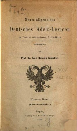 Neues allgemeines Deutsches Adels-Lexicon, 5. Kalb - Loewenthal