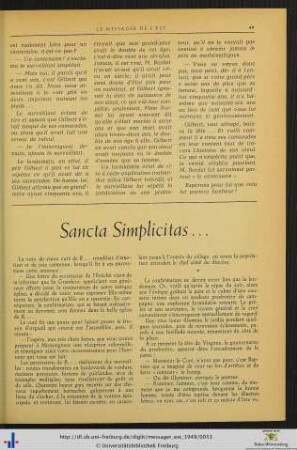 Sancta Simplicitas...