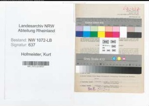 Entnazifizierung Kurt Hofmeister , geb. 25.03.1913 (Kaufmaennischer Angestellter)