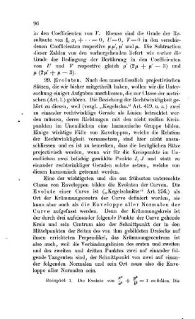 Die Evolute einer Curve als Enveloppe ihrer Normalen. Beispiele.
