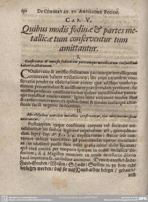 CAP. V. Quibus modis fodinae & partes metallicae tum conferventur tum amittantur.