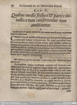 CAP. V. Quibus modis fodinae & partes metallicae tum conferventur tum amittantur.