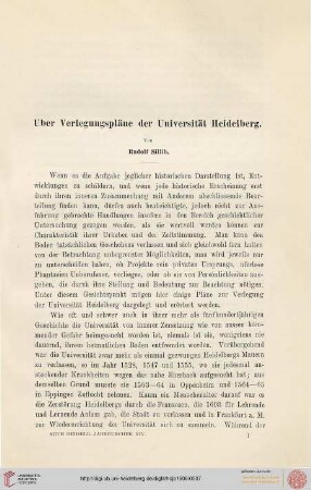14: Über Verlegungspläne der Universität Heidelberg