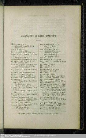 Sachregister zu beiden Bänden