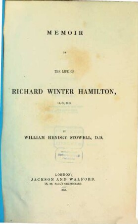 Memoir of the life of Rich. Winter Hamilton