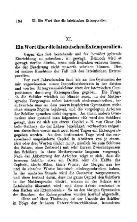 Ein Wort über die lateinischen Extemporalien