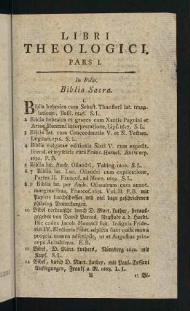 1-11, Biblia Sacra. - Patres et scriptores ecclesiastici.