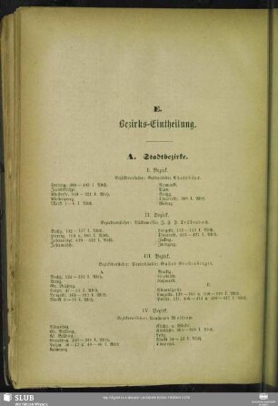 E. Bezirks-Eintheilung