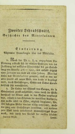 Zweiter Lehrabschnitt. Geschichte des Mittelalters