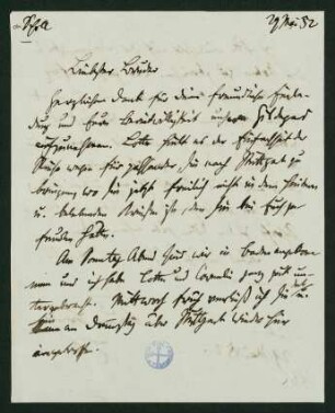 Brief vom 29. Mai 1852