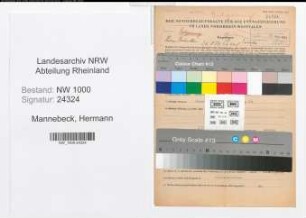 Entnazifizierung Hermann Mannebeck, geb. 08.02.1914 (Kaufmann)