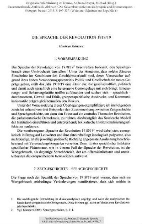 Die Sprache der Revolution 1918/19