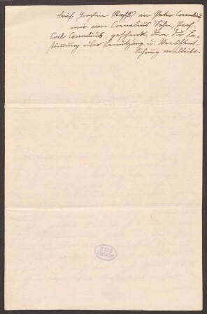 Joseph Joachim (1822-1882) und Helene Raff (1865-1942) Nachlass: Brief von Peter Cornelius an Joseph Joachim Raff - BSB Raffiana II. Cornelius, Peter