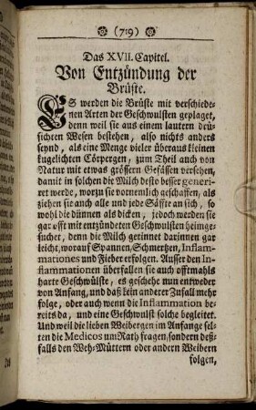 Das XVII. Capitel. Von Entzündung der Brüste.