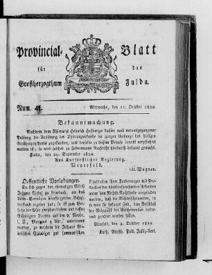 Num. 41, Ausgabe vom 11. Oktober 1820