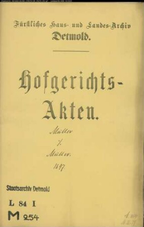 Müller, Bernd Henrich zu Lemgo gegen seine Brüder Henrich und Jost Henrich - Näherrecht