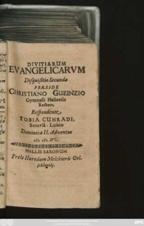 Divitiarum Evangelicarum Disquisitio Secunda