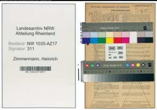 Entnazifizierung Heinrich Zimmermann , geb. 02.10.1914 (Kaufmaennischer Angestellter)