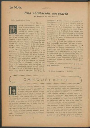 Una refutación necesaria : La inteligencia del señor Irigoyen
