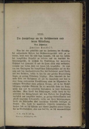 XXXI. Die Hauptfrage an die Geschwornen und deren Abfassung