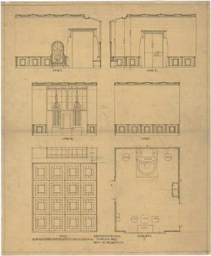 Billing, Hermann; Mannheim (Baden-Württemberg); Kunsthalle - Raum Prof. Billing, Jubiläumsausstellung, Grundriss; Decke (Ansicht); Wände (Ansichten)