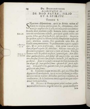 Disputatio II. De Deo Patre, Filio Et S. Spirirtu.