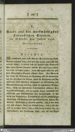 X. Blicke auf die merkwürdigsten Europäischen Staaten, am Schlusse des Jahrs 1796. (Fortsetzung)