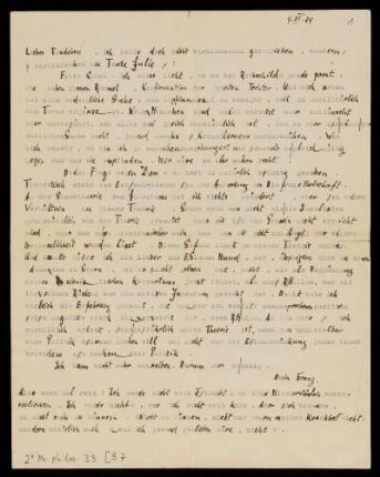 Brief von Franz Rosenzweig an Gertrud Oppenheim