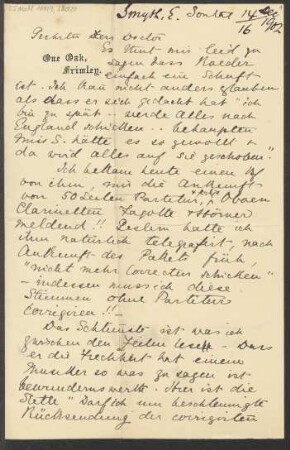 Brief an Ludwig Strecker  und B. Schott's Söhne : 14.12.1902